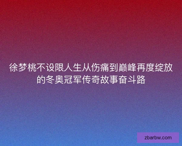 徐梦桃不设限人生从伤痛到巅峰再度绽放的冬奥冠军传奇故事奋斗路